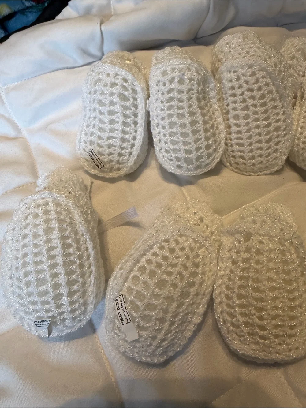 Classic White Crochet Baby Booties with Satin Ribbon